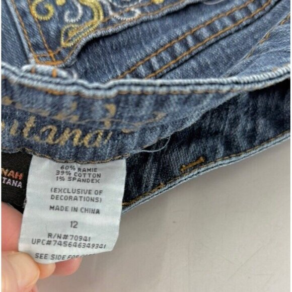 Vtg Disney Hannah Montana Girl’s Denim Embellished Bermuda Shorts Sz 12 Y2K - Picture 3 of 6